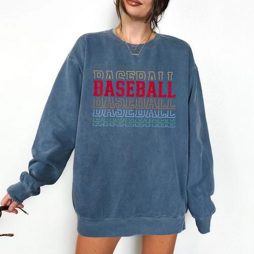 Baseball Layered Text Team Player Coach Youth Comfort Colors Sweatshirt - Sportilla