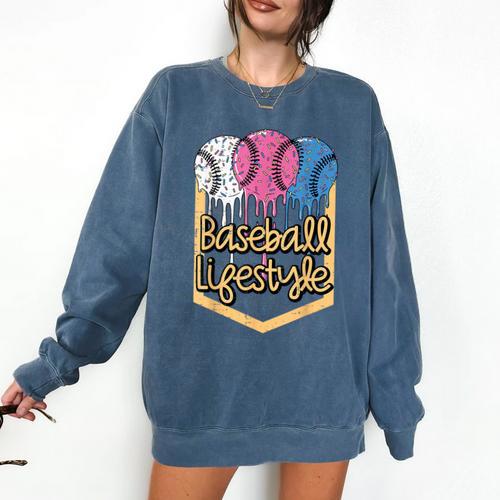 Baseball Lifestyle Ball Sprinkles Drip Boys Kids Men Teen Comfort Colors Sweatshirt - Sportilla