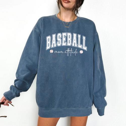 Baseball Mom Attitude Cute Baseball Mom's Sport And Athletic Comfort Colors Sweatshirt - Sportilla