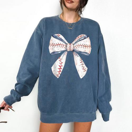 Baseball Mom Coquette Bow Baseball Mama Comfort Colors Sweatshirt - Sportilla
