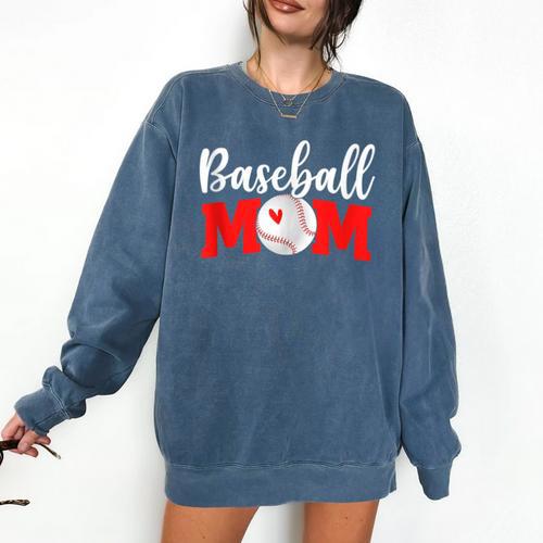 Baseball Mom Cute Letter Print Women Cute Mother's Day Comfort Colors Sweatshirt - Sportilla