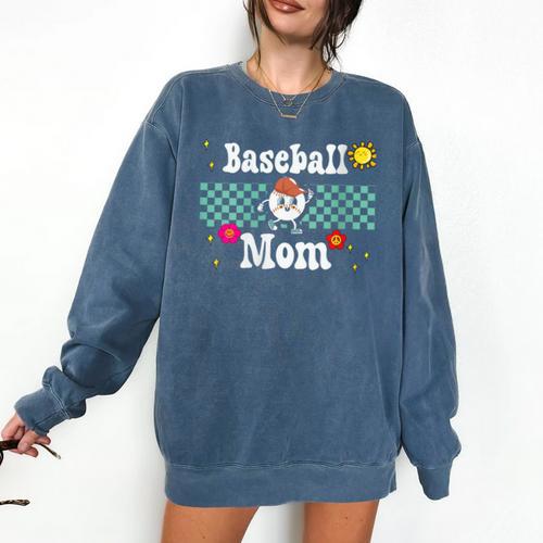 Baseball Mom Cute Retro Look Mothers Will Love Comfort Colors Sweatshirt - Sportilla