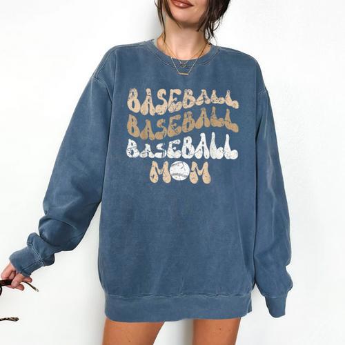 Baseball Mom Distressed Vintage Sports Player Calls Me Mom Comfort Colors Sweatshirt - Sportilla