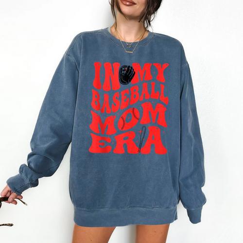 In My Baseball Mom Era Red Comfort Colors Sweatshirt - Sportilla