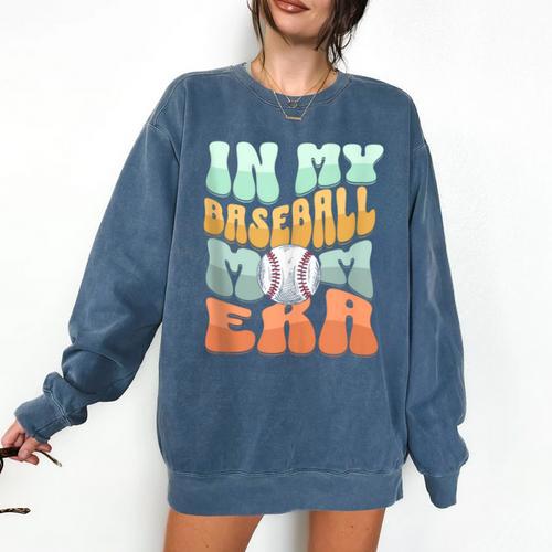 In My Baseball Mom Era Retro Groovy Style Sports Mama Comfort Colors Sweatshirt - Sportilla