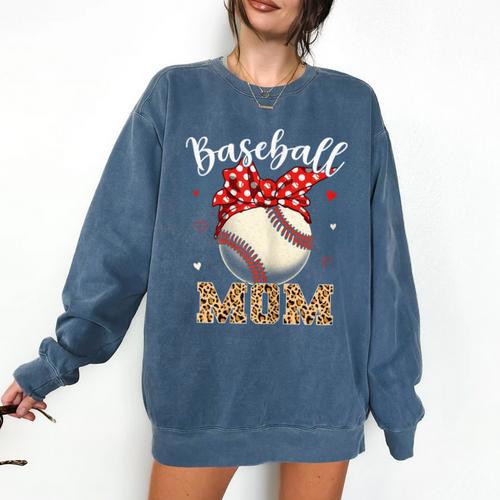 Baseball Mom Headband Leopard Baseball Ball Mother's Day Comfort Colors Sweatshirt - Sportilla