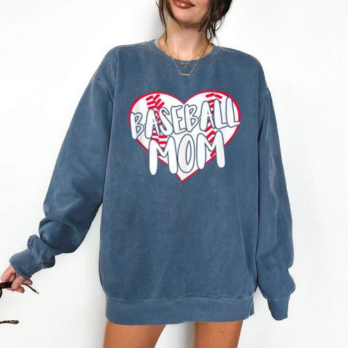 Baseball Mom Heart Comfort Colors Sweatshirt - Sportilla