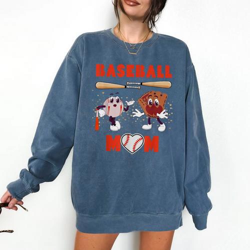 Baseball Mom Heart Baseball Mama Mother's Day Comfort Colors Sweatshirt - Sportilla