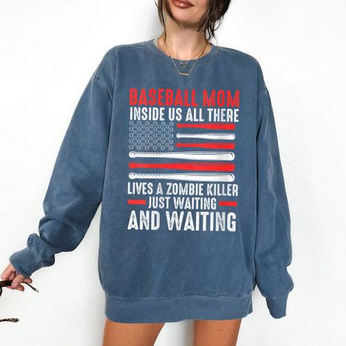 Baseball Mom Inside Us All There Lives a Zombie Sport Comfort Colors Sweatshirt - Sportilla