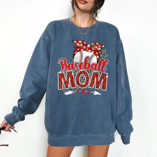 Baseball Mom Mama Mother's Day Leopard Sport Mom Mama Comfort Colors Sweatshirt - Sportilla