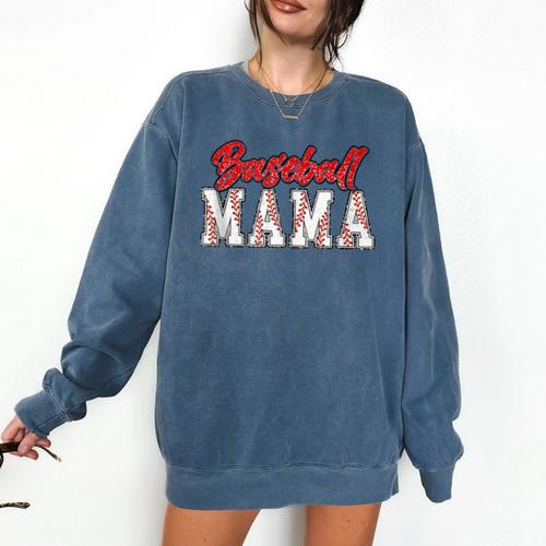Baseball Mom Retro Groovy Baseball Mama Women Mother's Day Comfort Colors Sweatshirt - Sportilla
