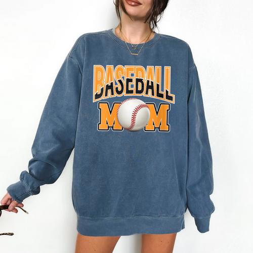Baseball Mom Sports Orange Comfort Colors Sweatshirt - Sportilla