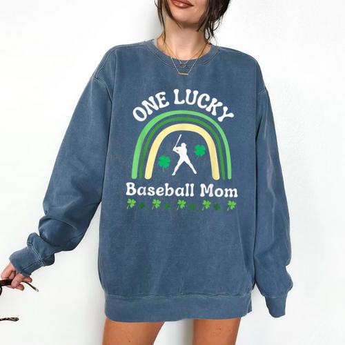 Baseball Mom St Patrick's Day Irish Shamrock Sports Comfort Colors Sweatshirt - Sportilla