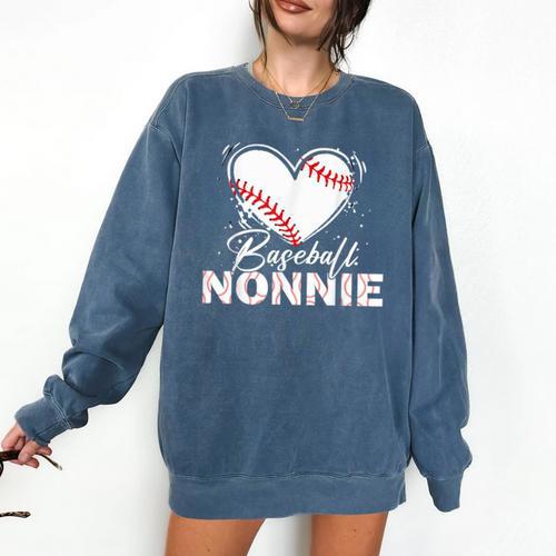Baseball Nonnie Baseball Heart Comfort Colors Sweatshirt - Sportilla