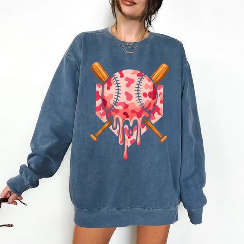 Baseball Pink Camo Ice Cream Youth Boys Girls Comfort Colors Sweatshirt - Sportilla