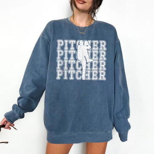 Baseball Pitcher Player Team Sport Lover Family Friends Fans Comfort Colors Sweatshirt - Sportilla