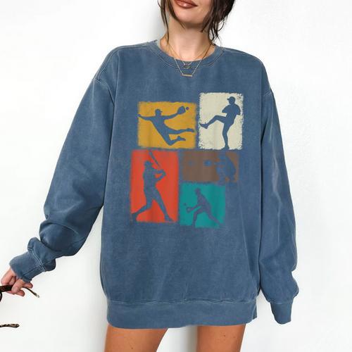 Baseball Player Collage Men Kids Coach Youth Boys Comfort Colors Sweatshirt - Sportilla
