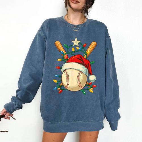Baseball Santa Christmas Ball Baseball Lover Player Boys Comfort Colors Sweatshirt - Sportilla