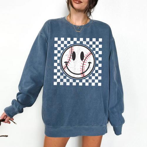 Baseball Season Happy Game Day Trendy Sports Vintage Comfort Colors Sweatshirt - Sportilla