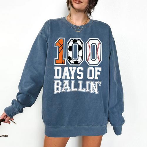 Baseball Soccer Basketball 100 Days Of School Comfort Colors Sweatshirt - Sportilla