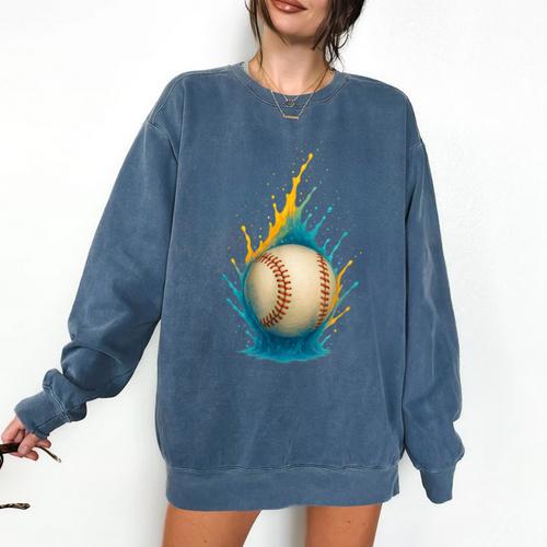 Baseball Splash Team Player For Kids Men Women Comfort Colors Sweatshirt - Sportilla