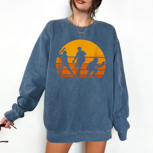 Baseball Tee Sunset Silhouette Players Men Women Kids Comfort Colors Sweatshirt - Sportilla