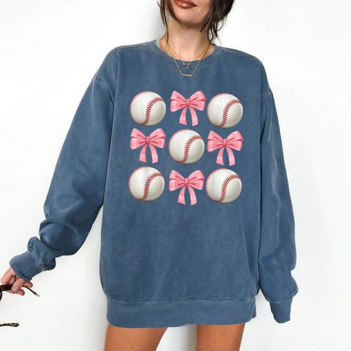 Baseballs And Bows Coquette Baseball Mom Baseball Coach Girl Comfort Colors Sweatshirt - Sportilla