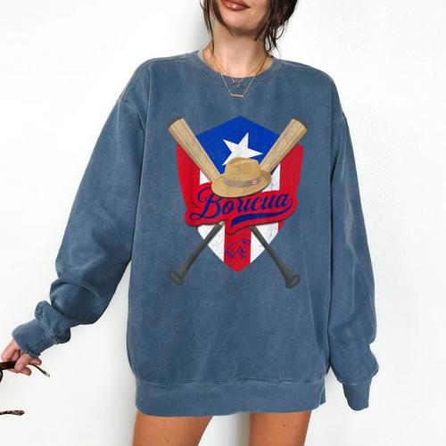 Boricua Puerto Rico Baseball Coqui Frog Pava Hat Fan Comfort Colors Sweatshirt - Sportilla