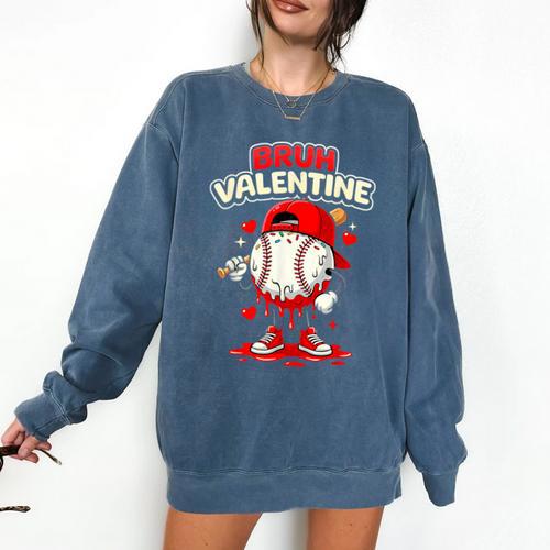 Bruh Valentine Baseball Drip Icecream Apparel Men Youth Boys Comfort Colors Sweatshirt - Sportilla