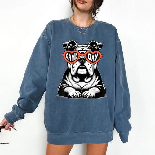 Bulldog Mascot Sports Fan Football Basketball Baseball Comfort Colors Sweatshirt - Sportilla