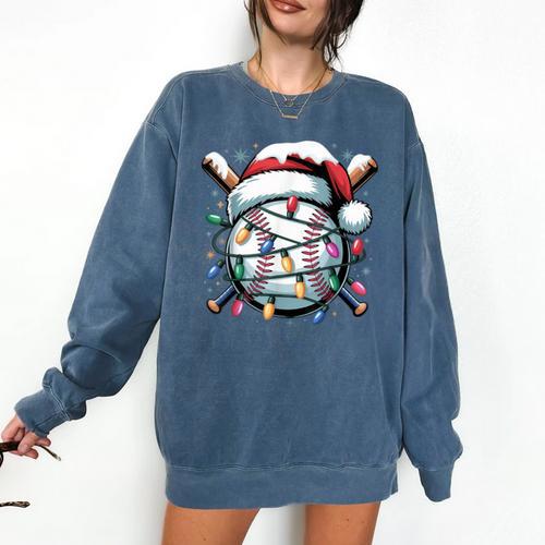 Christmas Baseball Boy Youth Kid Men Santa Hat Xmas Baseball Comfort Colors Sweatshirt - Sportilla