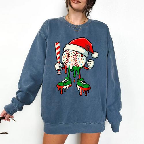 Christmas Baseball Drip For Boys Ice Cream Drip Baseball Comfort Colors Sweatshirt - Sportilla