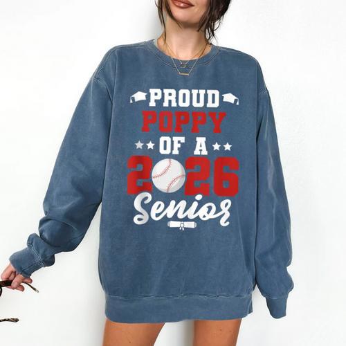 Class Of 2026 Senior Year Baseball Poppy 2026 Graduate Comfort Colors Sweatshirt - Sportilla