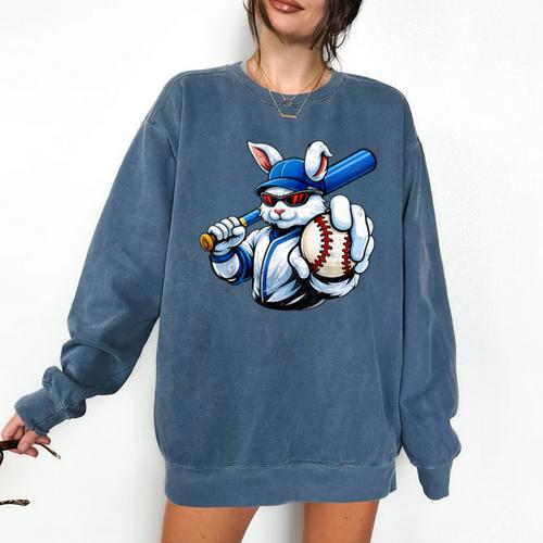 Cool Rabbit Baseball Easter Men Boy Toddler Kid Comfort Colors Sweatshirt - Sportilla