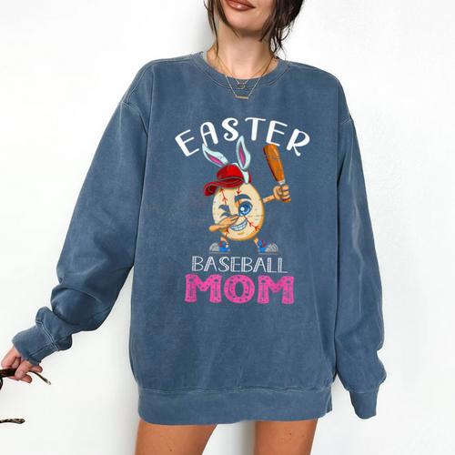 Dabbing Easter Baseball Mom Mother's Day Bunny Sunday Egg Comfort Colors Sweatshirt - Sportilla