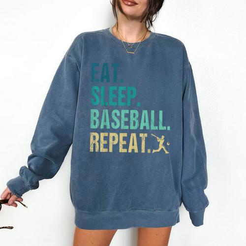 Eat Sleep Baseball Repeat Baseball Player Baseball Comfort Colors Sweatshirt - Sportilla