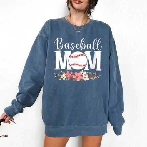 Floral Baseball Mom Mother's Day Cute Baseball Mama Mommy Comfort Colors Sweatshirt - Sportilla