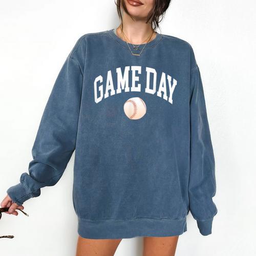 Game Day Baseball Player And Fan Graphic Comfort Colors Sweatshirt - Sportilla