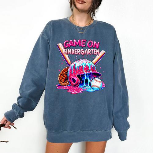 Game Kindergarten Baseball Ice Cream Drip On Back To School Comfort Colors Sweatshirt - Sportilla