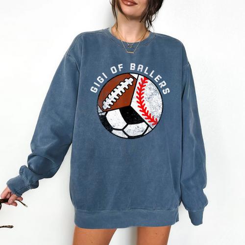 Gigi Of Ballers Baseball Soccer Football Gigi Comfort Colors Sweatshirt - Sportilla