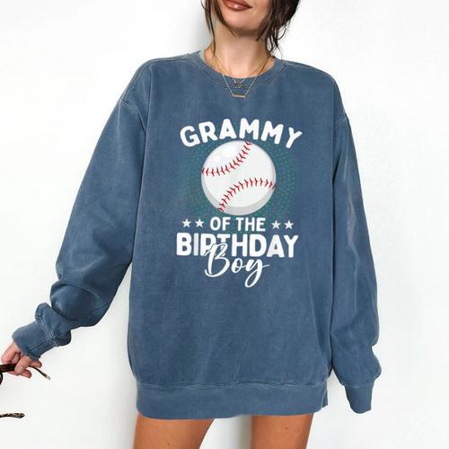 Grammy Of The Birthday Boy Baseball Player Birthday Comfort Colors Sweatshirt - Sportilla