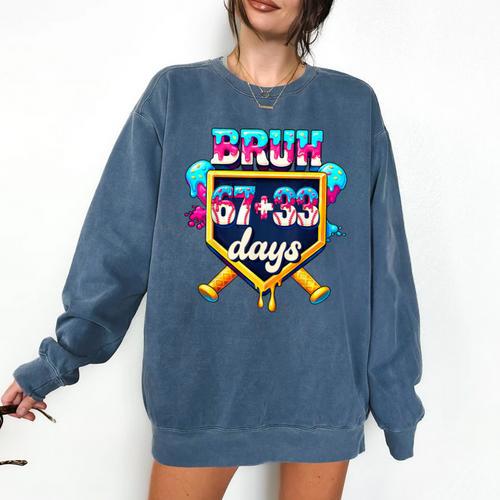 Happy 6733 Days Of School Baseball Drip 100th Day Of School Comfort Colors Sweatshirt - Sportilla