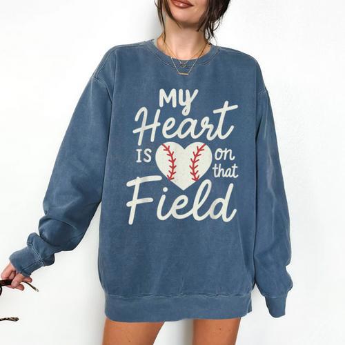 My Heart Is On That Field Baseball Comfort Colors Sweatshirt - Sportilla