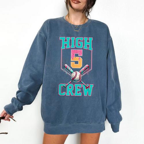 Hi 5 Birthday Party Decorations For Boy Baseball Drip 5th Comfort Colors Sweatshirt - Sportilla
