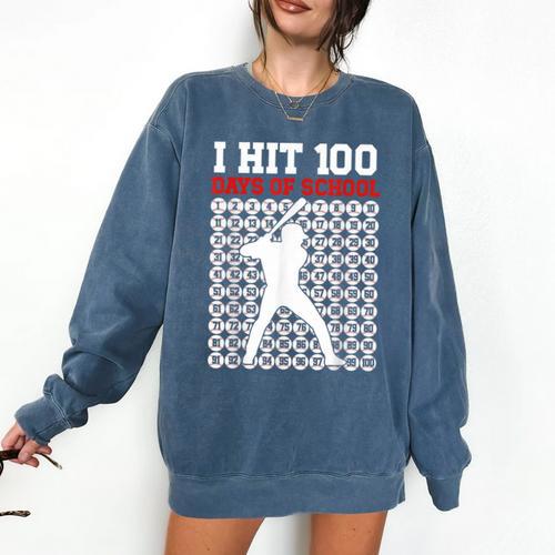 I Hit 100 Days Of School Baseball 100 Day Of School Comfort Colors Sweatshirt - Sportilla