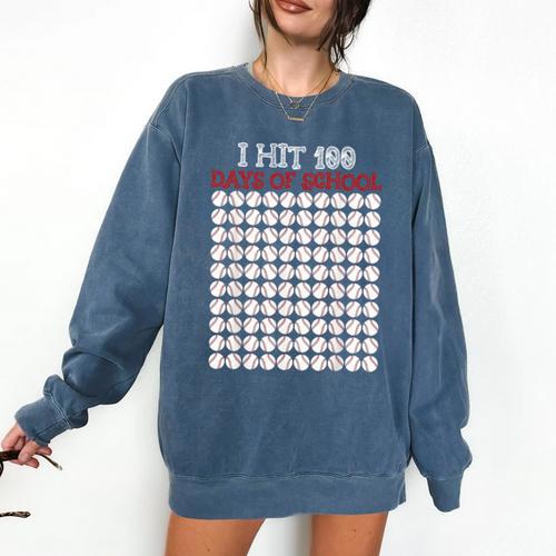 I Hit 100 Days Of School Baseball Lover Teacher Student Comfort Colors Sweatshirt - Sportilla