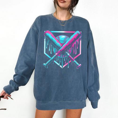 Ice Cream Baseball Drip Home Plate Bats Cool For Boys Youth Comfort Colors Sweatshirt - Sportilla