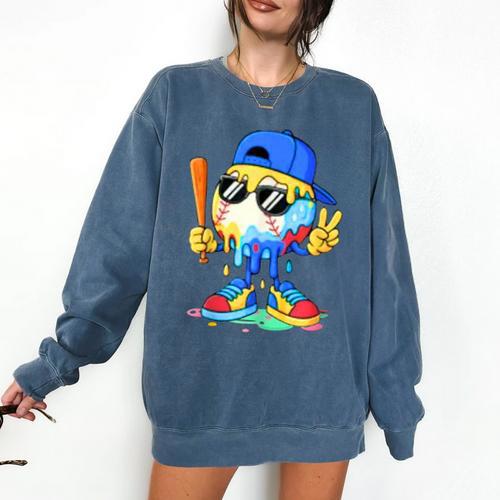 Ice Cream Baseball Drip Spots Sprinkle For Boys Youth Kids Comfort Colors Sweatshirt - Sportilla