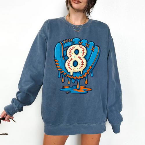 Ice Cream Baseball Glove 8th Birthday Edition Comfort Colors Sweatshirt - Sportilla