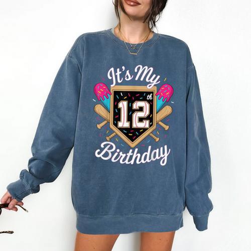 It's My 12th Birthday Baseball Fan Celebration Comfort Colors Sweatshirt - Sportilla